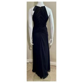 Vera Wang Black Ruched Chiffon Maxi Dress 2