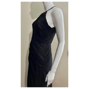 Vera Wang Black Ruched Chiffon Maxi Dress 6