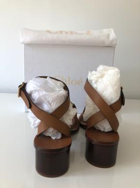 Chloe Tan Leather Sandals 4