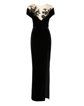 Marchsea Off Shoulder Velvet Embroidered Neck Gown 5
