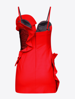 Area  Heart Ruffle Crystal Mini Tank Dress 3