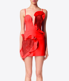 Area  Heart Ruffle Crystal Mini Tank Dress 2