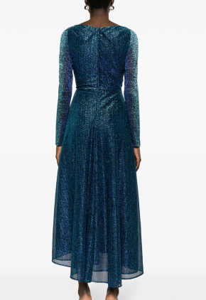 Talbot Runhof Metallic-Thread Draped Midi Dress 5