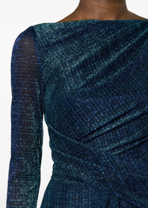 Talbot Runhof Metallic-Thread Draped Midi Dress 4