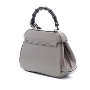 Gucci Grey Mini Polished Leather Bamboo Lady Lock Top Handle Bag 2