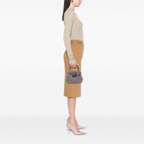 Gucci Grey Mini Polished Leather Bamboo Lady Lock Top Handle Bag 7