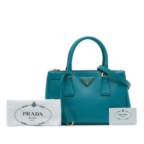 Prada Blue Mini Saffiano Lux Galleria Double Zip 13