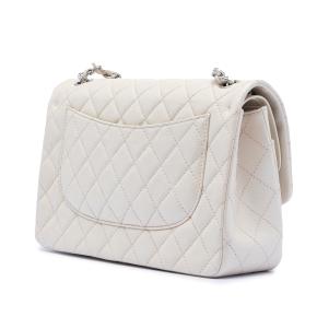 Chanel White Jumbo Classic Iridescent Caviar Double Flap 2