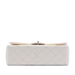 Chanel White Jumbo Classic Iridescent Caviar Double Flap 3