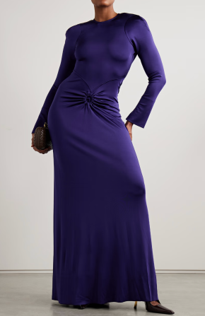 Victoria Beckham Open-Back Gathered Stretch-Satin Jersey Gown 5