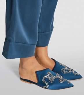 Olivia Von Halle  Satin Embellished Contessa Slippers 5