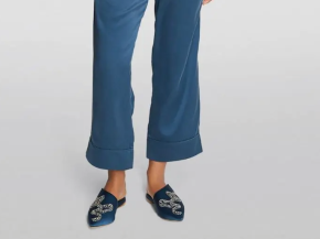 Olivia Von Halle  Satin Embellished Contessa Slippers 2