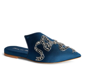 Olivia Von Halle  Satin Embellished Contessa Slippers 3