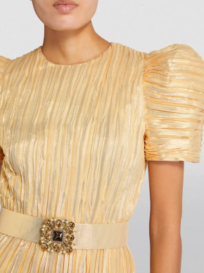 Andrew Gn Silk-Blend Puff-Sleeve Belted Gown 6