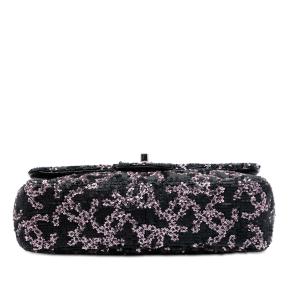 Chanel Black Medium CC Lambskin Sequin Single Flap 3