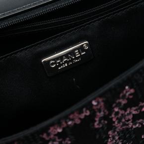 Chanel Black Medium CC Lambskin Sequin Single Flap 5