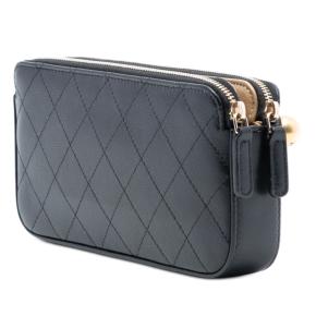 Chanel Black Quilted Goatskin Chic Pearls Double Zip Clutch With Chain 2
