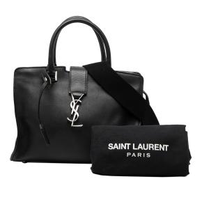 Saint Laurent Black Baby Leather Monogram Downtown Cabas Satchel 8