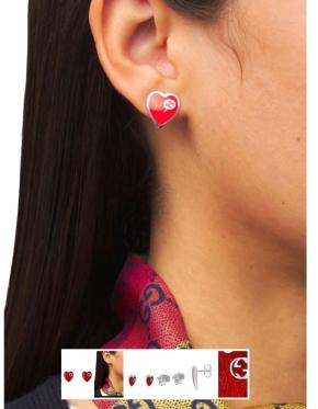 Gucci Red Enamel Heart Studs 2