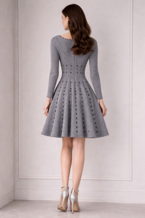 Alaia Grey Fit And Flare Dress 2