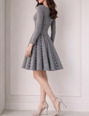 Alaia Grey Fit And Flare Dress 3