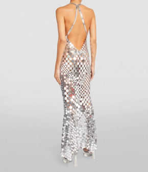 Paco Rabanne Sequin Embellished V-Neck Maxi Dress 2