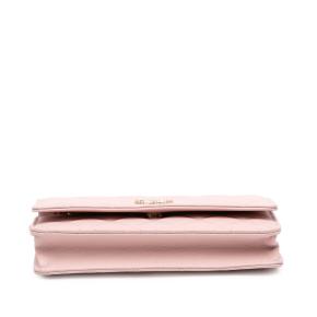 Chanel Pink CC Quilted Caviar Wallet on Chain 3