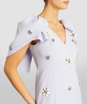 Huishan Zhang Rosella Cape-Effect Embellished Taffeta Midi Dress 5
