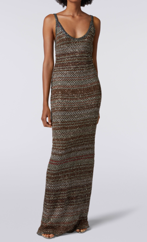 Missoni Long Zigzag Knit Dress With Crochet Effect Texture 3