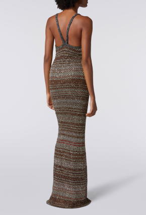 Missoni Long Zigzag Knit Dress With Crochet Effect Texture 4