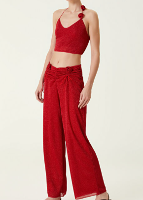 Oseree Red Roses Red Beach Pants 6
