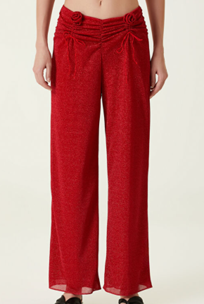 Oseree Red Roses Red Beach Pants 5