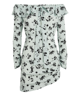 Alessandra Rich Printed Off-The-Shoulder Silk Mini Dress 2