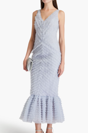 Huishan Zhang Janina Ruffled  Midi Dress 5