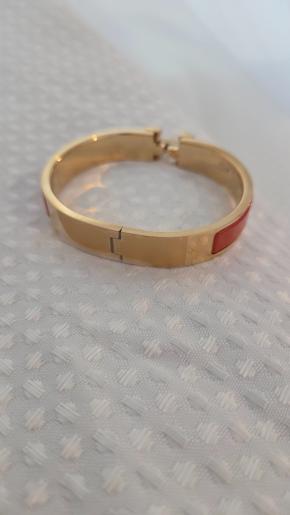 Hermès Orange Clic H Bracelet With Gold Hardware 17 3