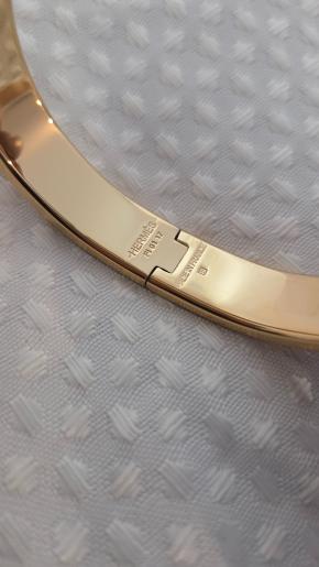 Hermès Orange Clic H Bracelet With Gold Hardware 17 4