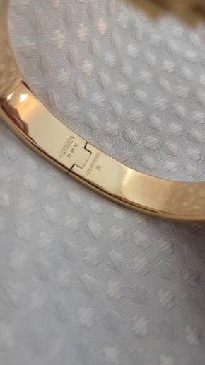 Hermès Orange Clic H Bracelet With Gold Hardware 17 5