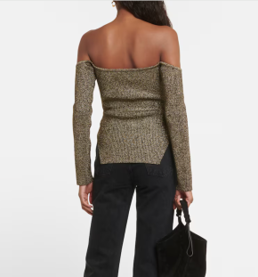 Khaite MARIA LS BARDOT SWEATER XS GOLD 917 6