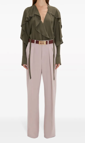 Victoria Beckham Double-Pleat Wide-Leg Trousers 6