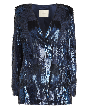 Lapointe Patchwork Sequins Collarless Blazer 5