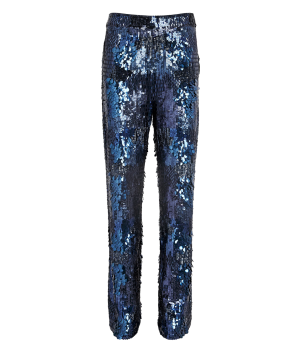Lapointe Navy Sequin Tapered Pleated Trousers 3
