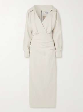 Maticevski Category Ruched Linen Midi Shirt Dress 3