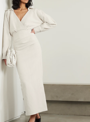 Maticevski Category Ruched Linen Midi Shirt Dress 5