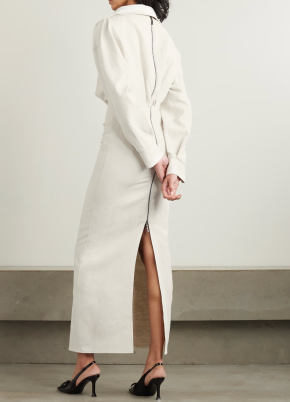 Maticevski Category Ruched Linen Midi Shirt Dress 5