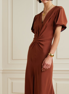 Victoria Beckham Gathered Crepe Midi Dress 5