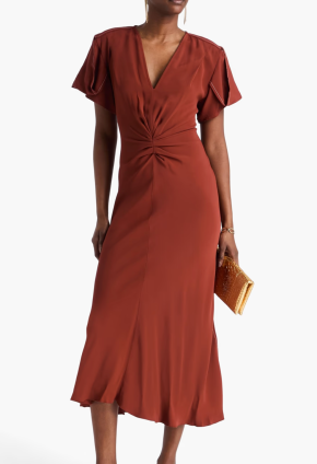 Victoria Beckham Gathered Crepe Midi Dress 2