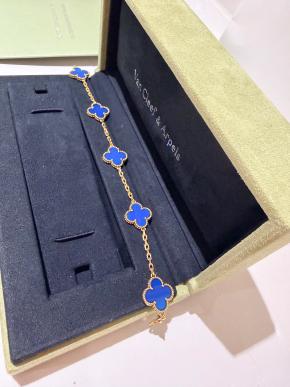 Van Cleef & Arpels vintage alhambra bracelet 5 motifs in blue agate 2