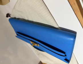 Hermes Bleu France Kelly Cut Clutch 4