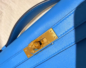 Hermes Bleu France Kelly Cut Clutch 7