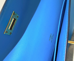 Hermes Bleu France Kelly Cut Clutch 6